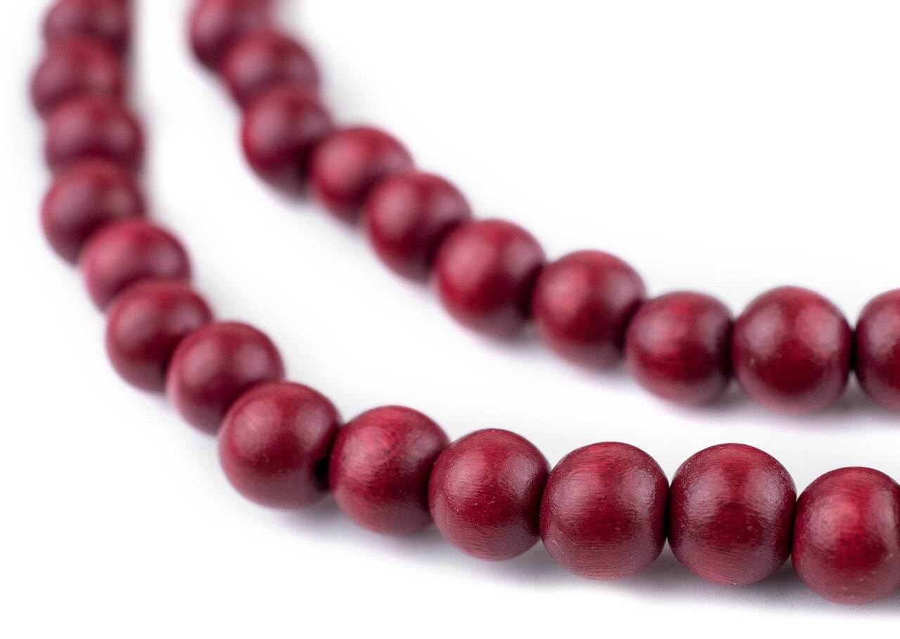The Bead Chest Natural 8mm Wooden Beads in Red for Jewelry Making – Round Loose Wood Spacer Beads I Approximately 55 Beads